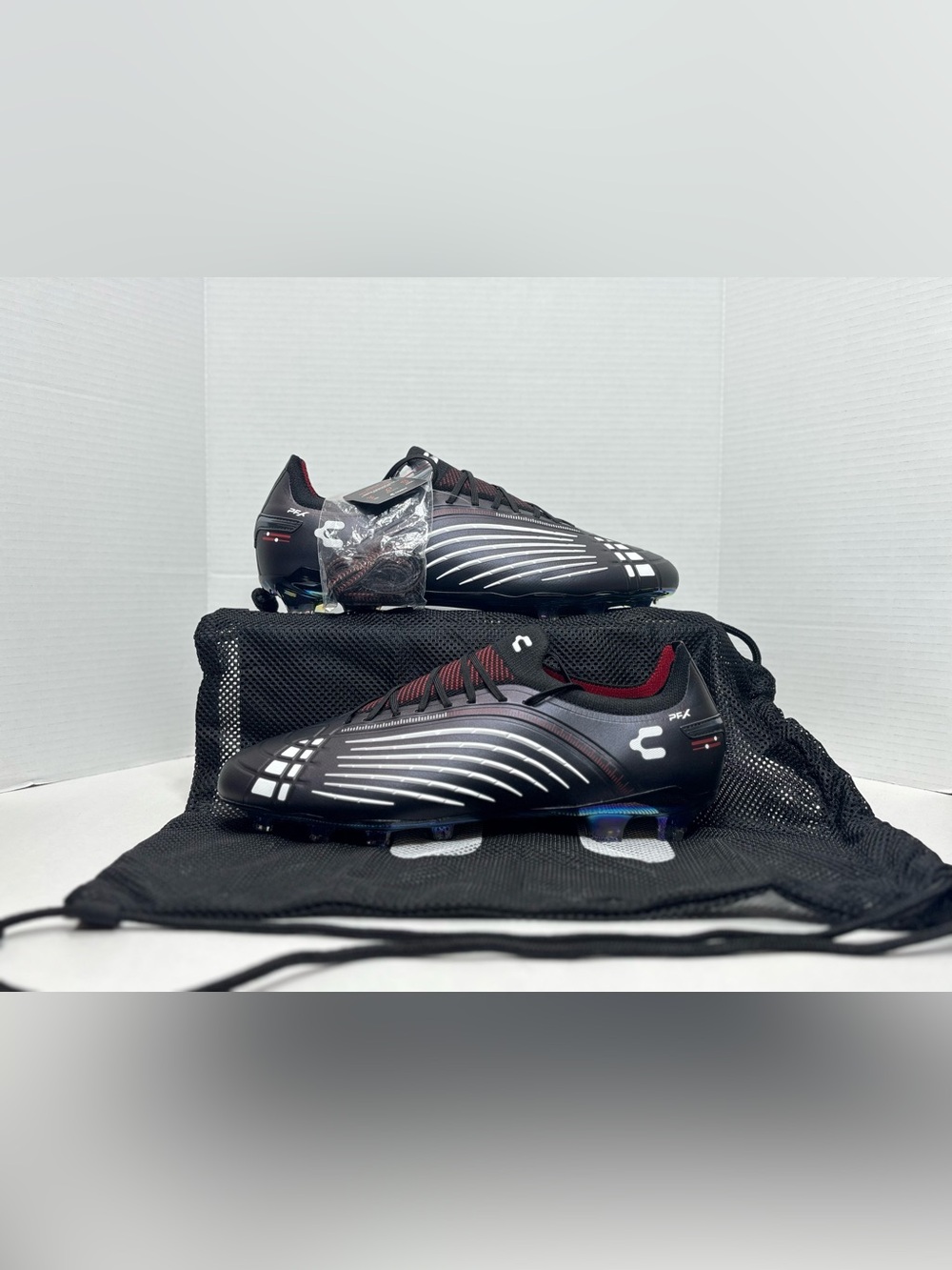 Men's Black & Red Performance Soccer Cleats Charly StingR PFX Elite FG 1087323